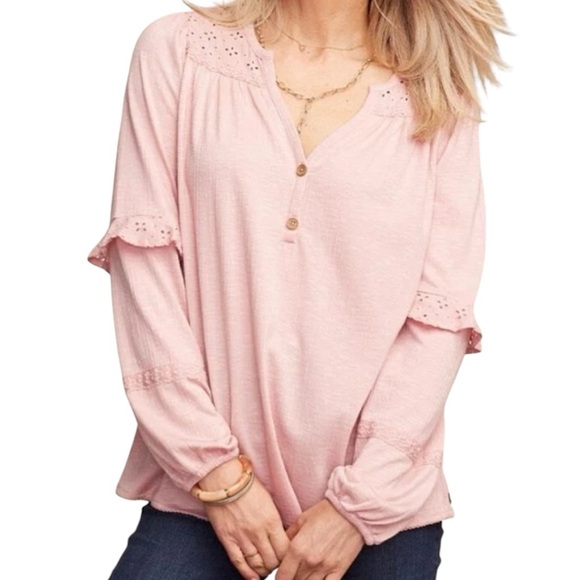 Matilda Jane Tops - Matilda Jane Eyelet Accent Possibilities Top - Soft Pink